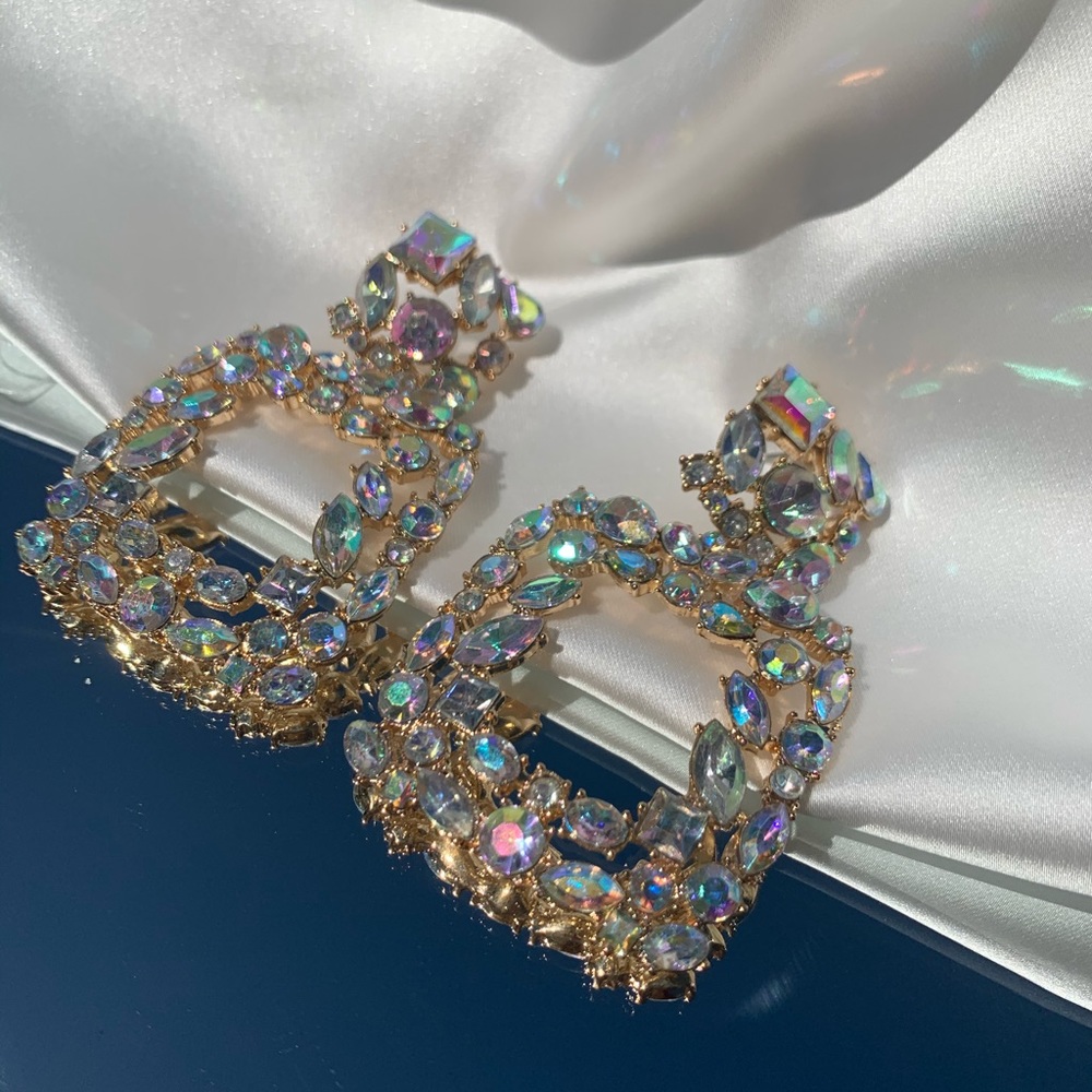 Rhinestone Square Earrings